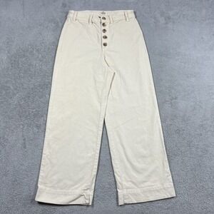 Marine Layer Corduroy Pants Womens 8 Wide Leg Cream Button Fly High Rise